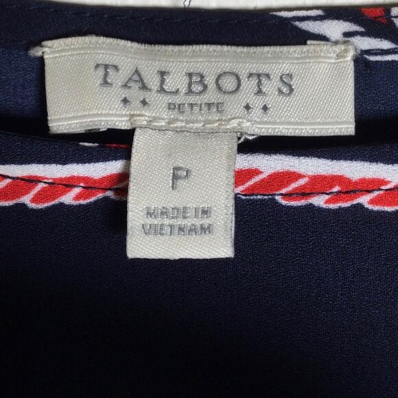 Talbots nave blue with red and white stripes tank blouse shirt size SP B83 - Picture 3 of 5
